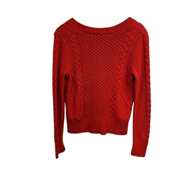Banana Republic Chunky Cable Knit V Neck Fitted Sweater, Small - Picture 4 of 9